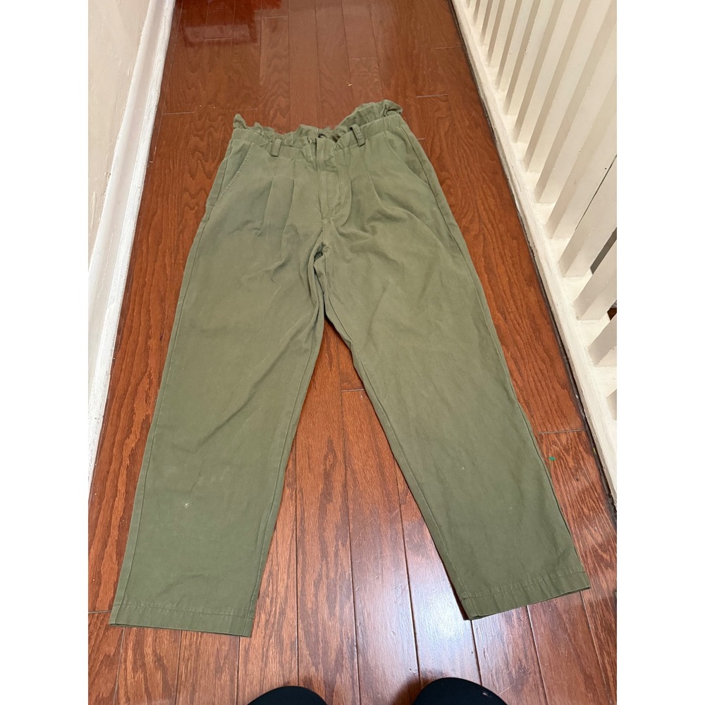 7 For All Mankind Olive Green Paperbag Waist Trousers